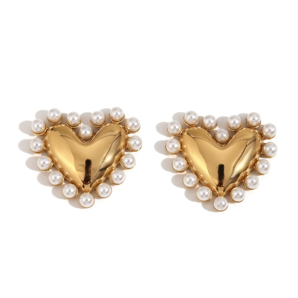 Aretes Corazón con Perla